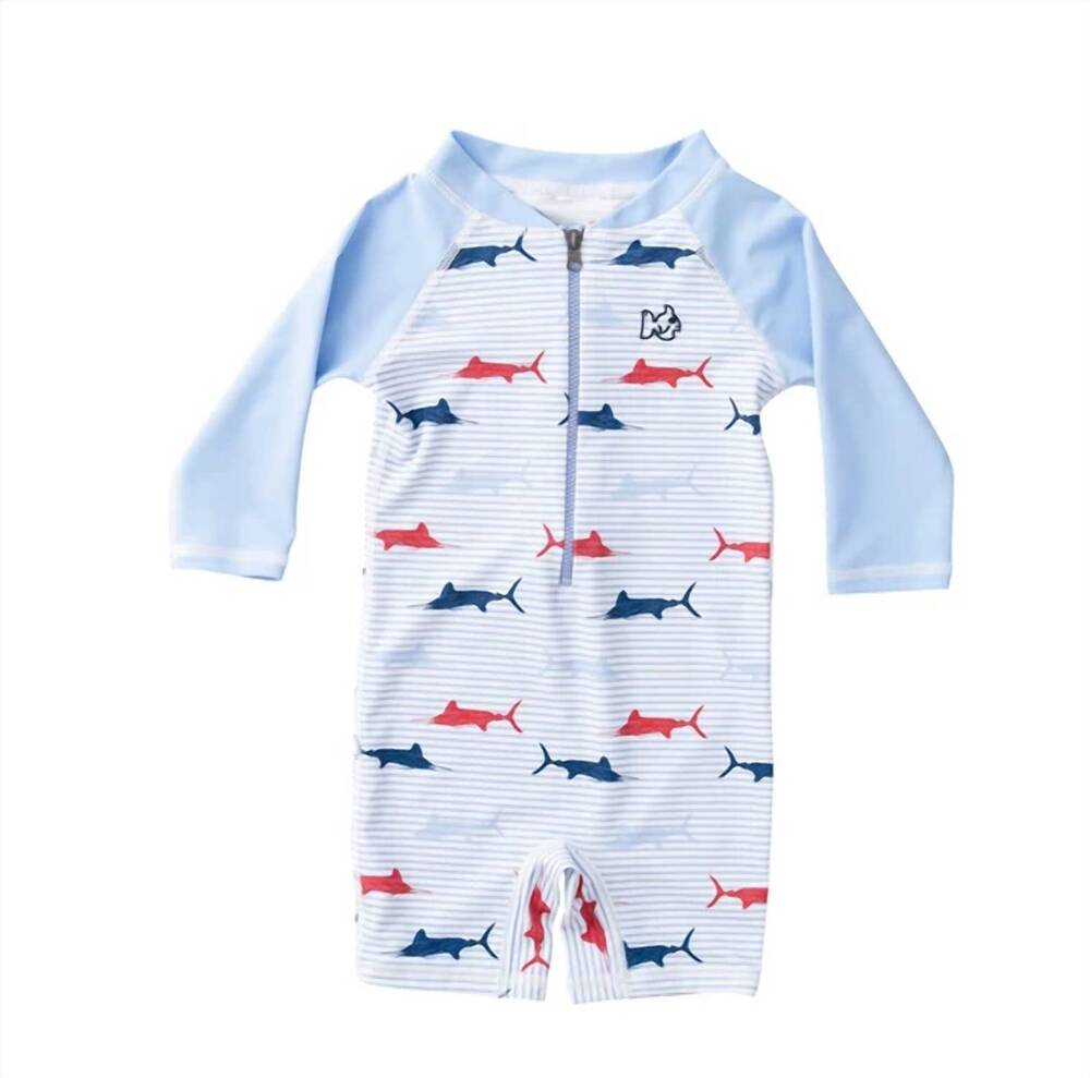 NEW PRODOH boys' lil reef rashguard swimsuit in windsurfer fish print